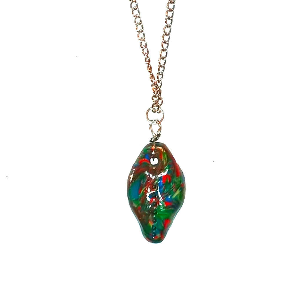 Clay necklace-Red and The Blues